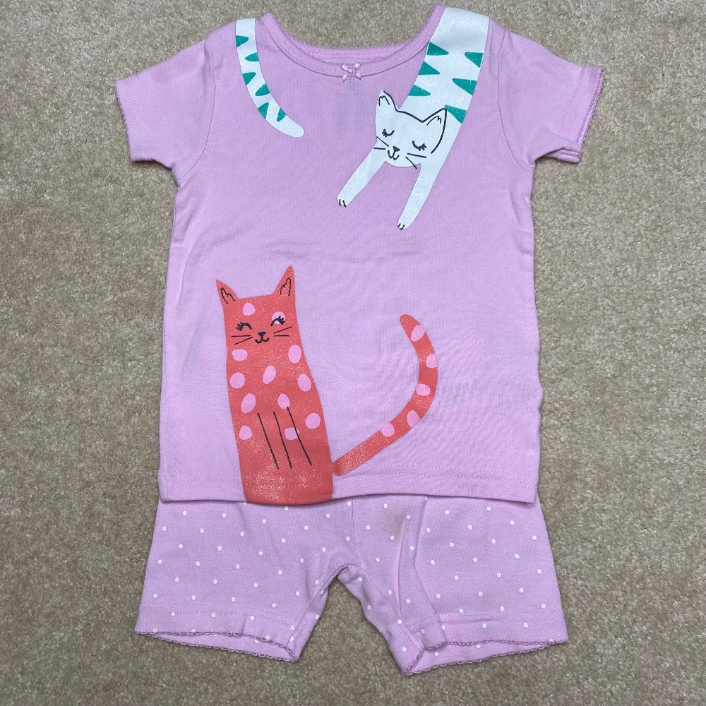 Carter’s pink two-piece cat pajama set size 24 months